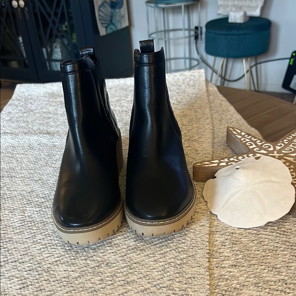 DV by Dolce Vita Black Ankle Boots with Tan Soles